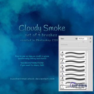 云雾、白云、雾气效果PS笔刷素材-玩吧资源站