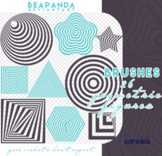 线框式几何图形效果PS笔刷素材-玩吧资源站
