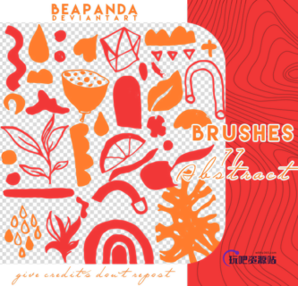 涂鸦植物元素PS笔刷-玩吧资源站