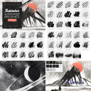 水墨_墨水_水彩_钢笔_马克笔等笔触纹理PS笔刷-玩吧资源站