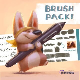 一套高级Photoshop插画笔刷素材免费下载-玩吧资源站
