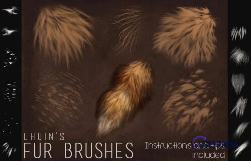 Photoshop皮草纹理、皮毛材质笔刷素材-玩吧资源站