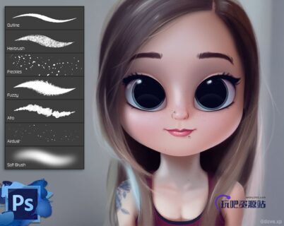 7个绘画创作娃娃的Photoshop插画笔刷素材-玩吧资源站