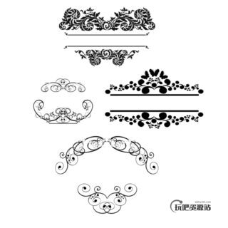 精美手绘欧式艺术线条式印花PS笔刷-玩吧资源站