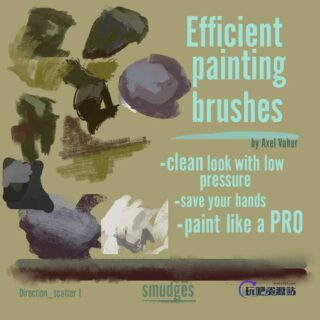 高效CG绘画笔触合集PS笔刷素材-玩吧资源站