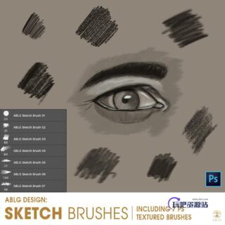 专业级素描画笔笔触PS笔刷-玩吧资源站