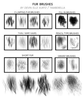 高清皮毛、毛发、长发纹理PS笔刷-玩吧资源站