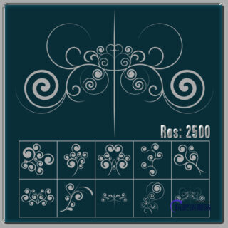 手绘漩涡风格的印花图案PS笔刷素材-玩吧资源站