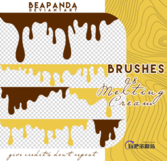 液体流下了边缘效果PS笔刷素材-玩吧资源站