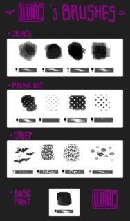 垃圾纹理、波尔卡点集、蝙蝠图案、浪花印花图案、基本绘画画笔等PS混合型笔刷下载-玩吧资源站