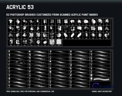 复合型颜料画笔笔触PS笔刷免费下载-玩吧资源站