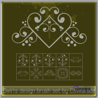 手绘欧式小清新印花图案PS笔刷-玩吧资源站