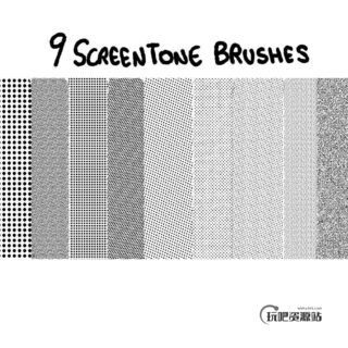 9种复点纹理效果PS背景圆点笔刷-玩吧资源站