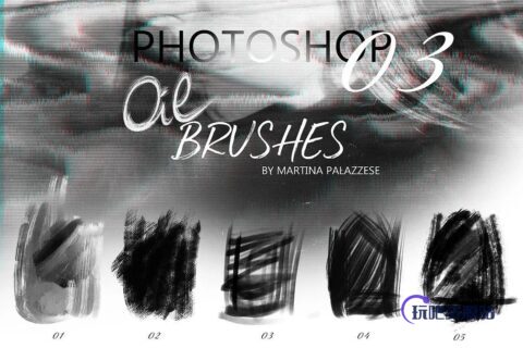 油画画笔笔触素材PS笔刷下载-玩吧资源站