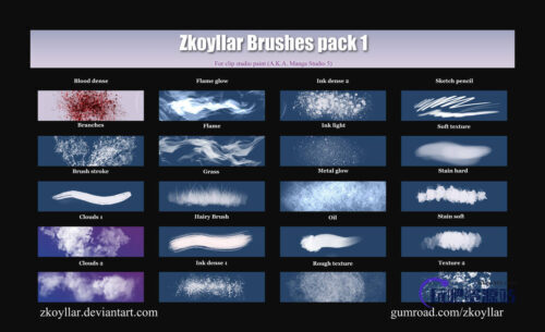 漫画工作室专用、油漆纹理、青草画笔sut笔刷CLIP STUDIO PAINT 画笔下载-玩吧资源站