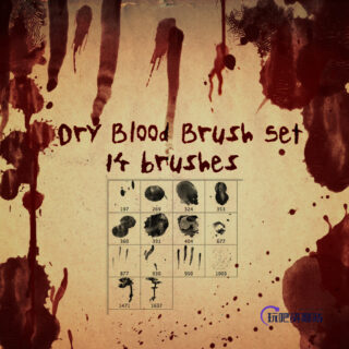 血液滴溅、血腥痕迹、血手印、血掌纹PS笔刷素材-玩吧资源站