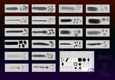 五角星、光点、绒毛笔触、毛刷笔触等PS笔刷套装下载-玩吧资源站