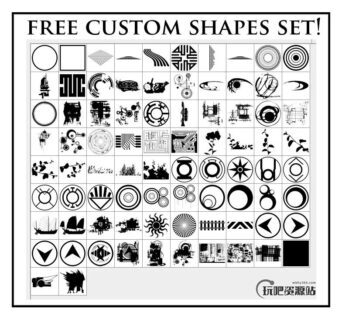 免费自定义形状图形PS笔刷下载(csh格式，自定义形状)-玩吧资源站