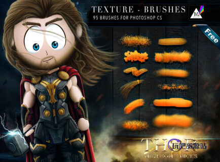 95种插图、插画创作艺术笔触PS笔刷-玩吧资源站