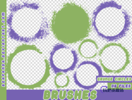 残破纹理圆圈效果PS笔刷素材-玩吧资源站