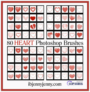 80种爱心、心形图案Photoshop-玩吧资源站
