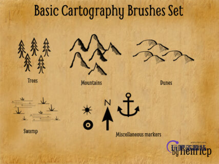涂鸦小山、小树等地图元素符号PS笔刷-玩吧资源站