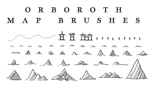 各种山脉、山川地形PS地图笔刷-玩吧资源站