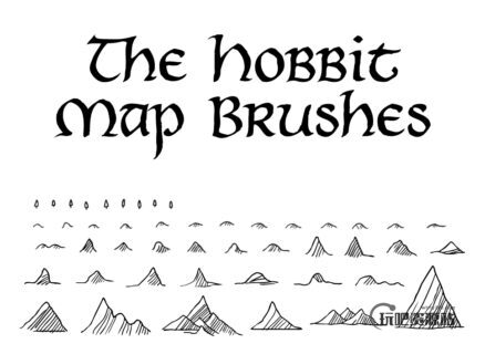 山丘、小山、山脉涂鸦效果ps笔刷素材-玩吧资源站