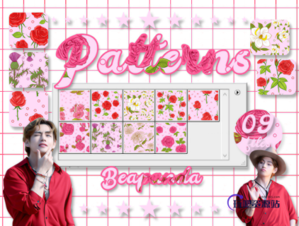 玫瑰花图案背景填充素材PS填充-玩吧资源站