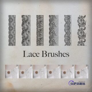 欧式蕾丝边条印花PS笔刷-玩吧资源站