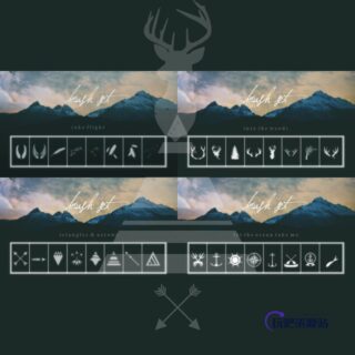 指南针、天使翅膀徽章、船桨标志、船锚图案、箭头标记、羽毛等等-玩吧资源站