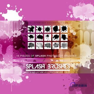 15种油漆喷墨、水墨泼溅PS笔刷-玩吧资源站