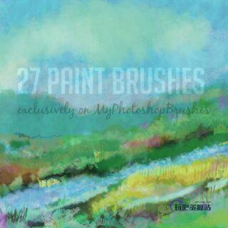 27种免费水彩、颜料画笔PS笔刷-玩吧资源站