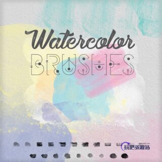 21种水彩画笔笔触PS笔刷-玩吧资源站