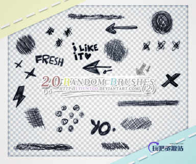涂鸦线条、涂鸦符号PS笔刷素材-玩吧资源站
