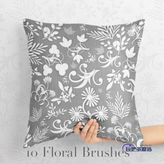 欧式植物印花图案PS印花笔刷-玩吧资源站