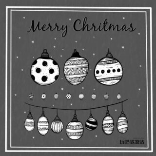 9种圣诞挂饰、圣诞节元素图案PS笔刷-玩吧资源站