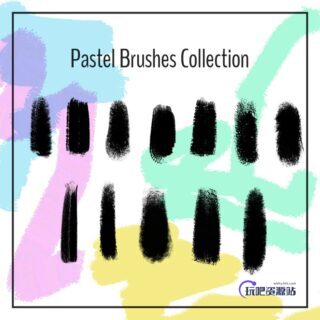 高级蜡笔纹理笔触PS绘画笔刷-玩吧资源站