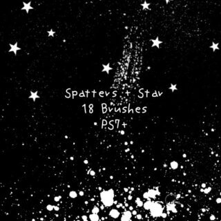 19种飞溅纹理、星星点缀图案PS笔刷-玩吧资源站