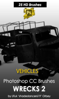 车辆燃烧后的残骸PS笔刷-玩吧资源站