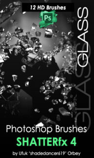 玻璃粉碎、碎渣、破碎、晶体碎裂PS笔刷-玩吧资源站