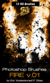12种高清燃烧阴影、焚烧效果PS笔刷-玩吧资源站