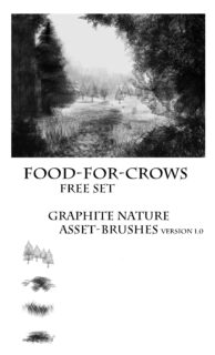 素描式大树、青草、草地纹理PS绘画笔刷-玩吧资源站