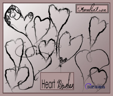 手绘异次元爱心图案PS笔刷素材-玩吧资源站