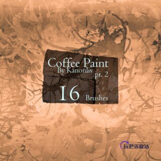 咖啡污渍、咖啡粉涂鸦纹理PS笔刷素材-玩吧资源站