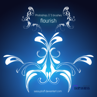 变形式印花图案PS笔刷素材-玩吧资源站
