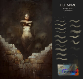 传统油画艺术创作PS插画笔刷素材-玩吧资源站