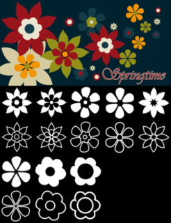 高清手绘矢量印花花朵图案PS笔刷素材-玩吧资源站