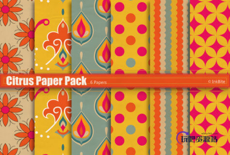 橘红色、橙色背景复古纹理填充PS素材（JPG无缝拼接）-玩吧资源站