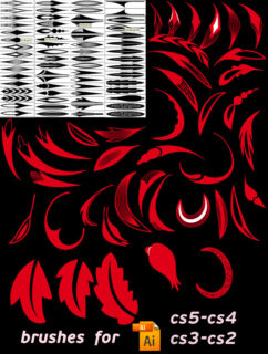 Illustrator植物叶子图像笔刷素材下载-玩吧资源站